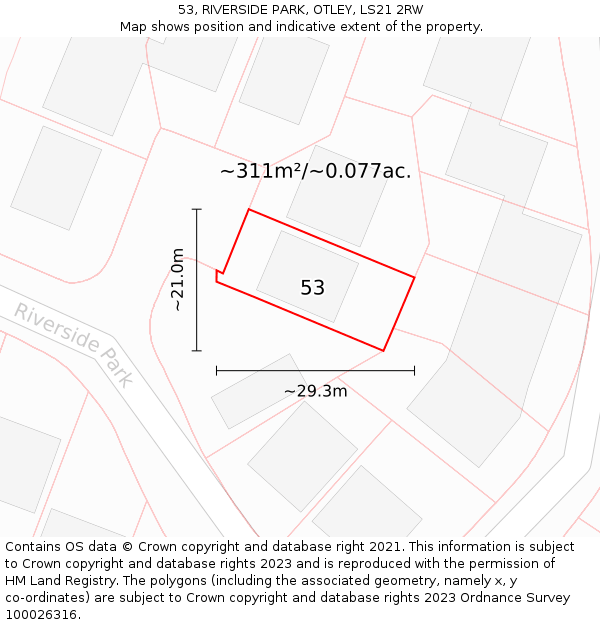 53, RIVERSIDE PARK, OTLEY, LS21 2RW: Plot and title map