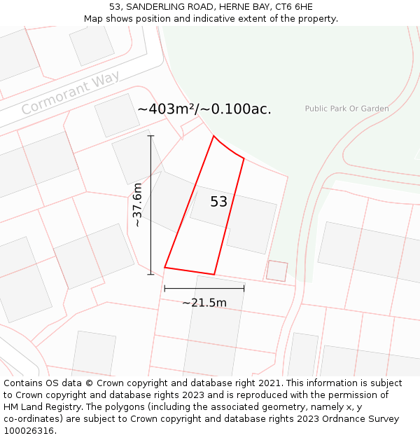 53, SANDERLING ROAD, HERNE BAY, CT6 6HE: Plot and title map