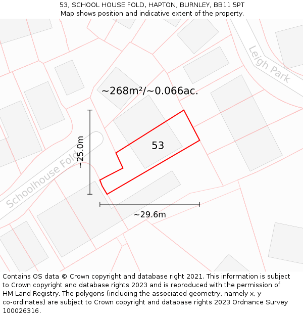 53, SCHOOL HOUSE FOLD, HAPTON, BURNLEY, BB11 5PT: Plot and title map