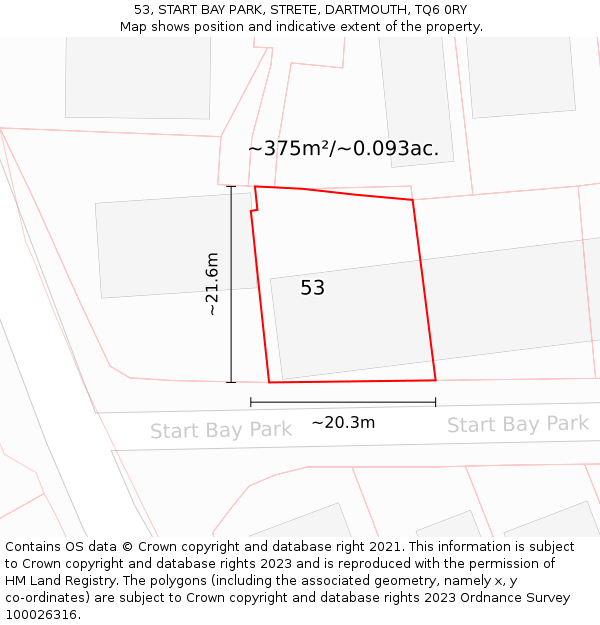 53, START BAY PARK, STRETE, DARTMOUTH, TQ6 0RY: Plot and title map
