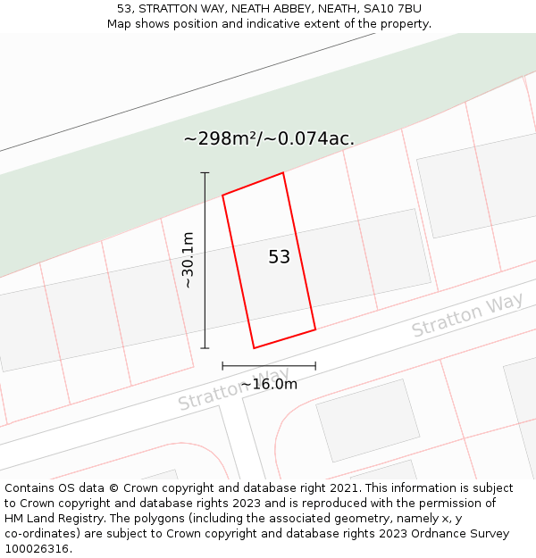 53, STRATTON WAY, NEATH ABBEY, NEATH, SA10 7BU: Plot and title map