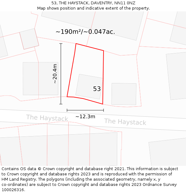 53, THE HAYSTACK, DAVENTRY, NN11 0NZ: Plot and title map