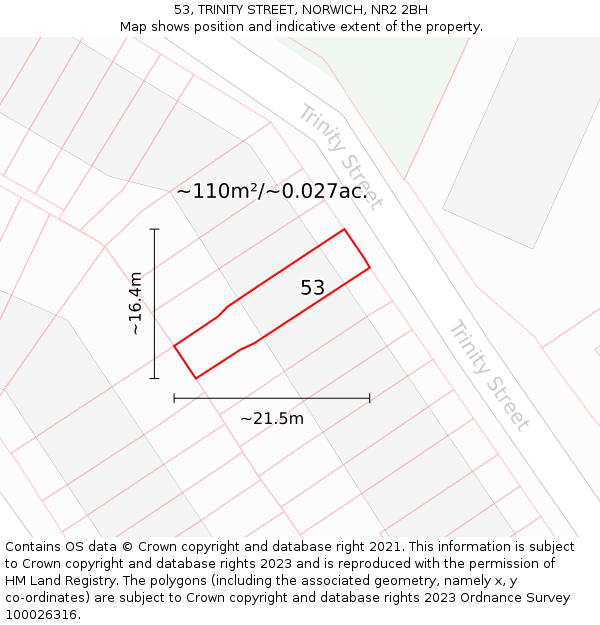 53, TRINITY STREET, NORWICH, NR2 2BH: Plot and title map