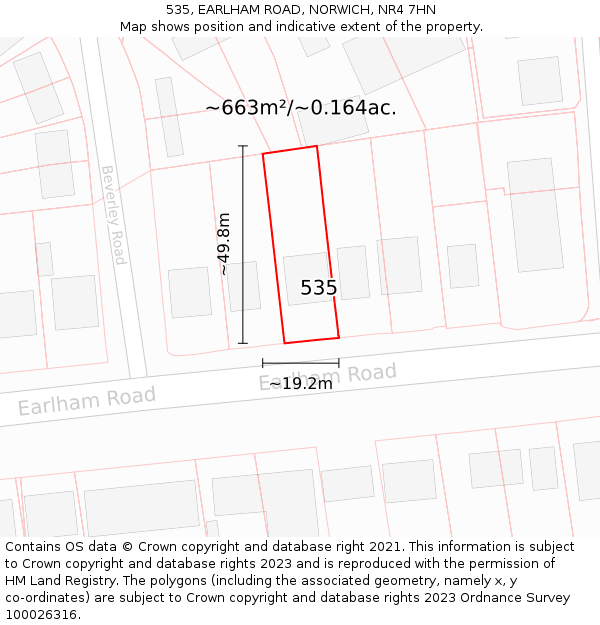 535, EARLHAM ROAD, NORWICH, NR4 7HN: Plot and title map