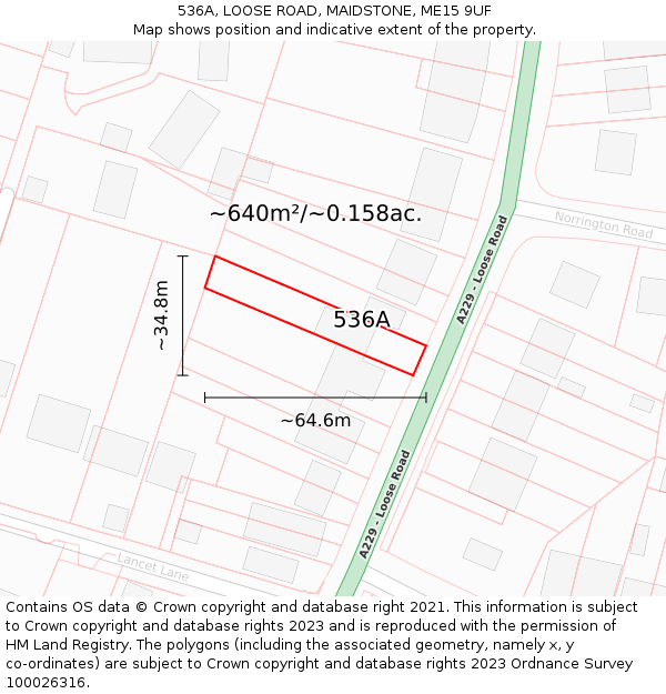 536A, LOOSE ROAD, MAIDSTONE, ME15 9UF: Plot and title map