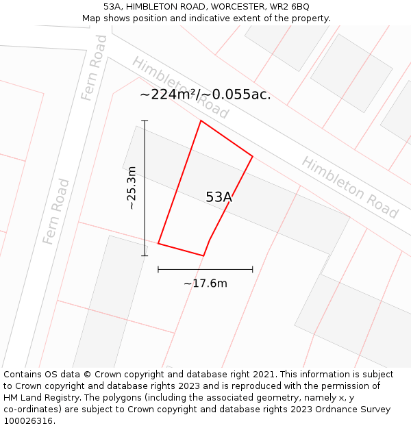 53A, HIMBLETON ROAD, WORCESTER, WR2 6BQ: Plot and title map