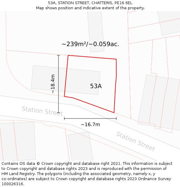 53A, STATION STREET, CHATTERIS, PE16 6EL: Plot and title map