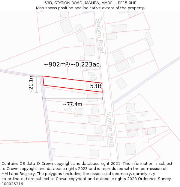 53B, STATION ROAD, MANEA, MARCH, PE15 0HE: Plot and title map