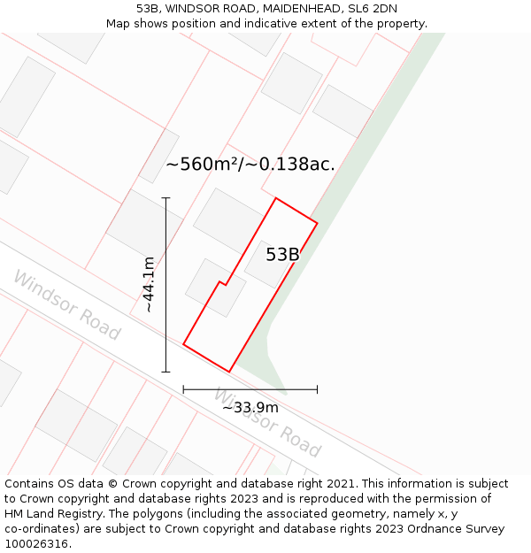 53B, WINDSOR ROAD, MAIDENHEAD, SL6 2DN: Plot and title map