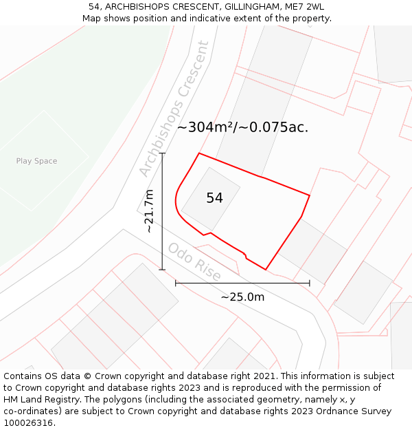 54, ARCHBISHOPS CRESCENT, GILLINGHAM, ME7 2WL: Plot and title map