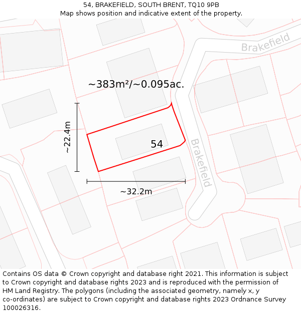 54, BRAKEFIELD, SOUTH BRENT, TQ10 9PB: Plot and title map