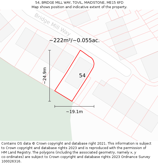 54, BRIDGE MILL WAY, TOVIL, MAIDSTONE, ME15 6FD: Plot and title map