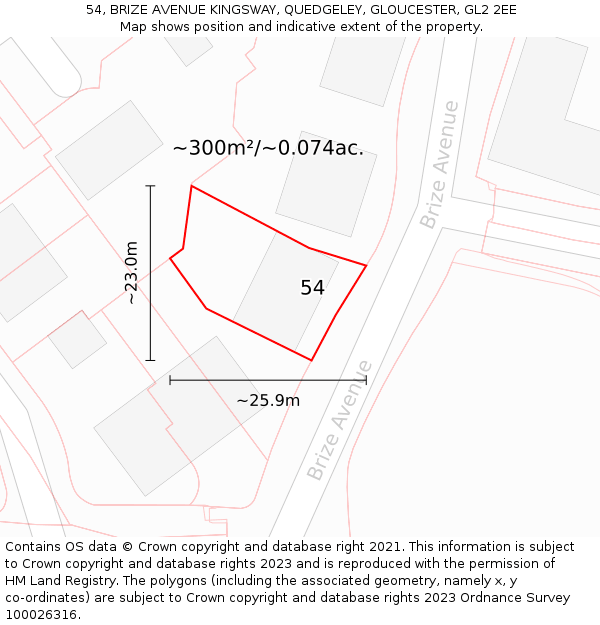 54, BRIZE AVENUE KINGSWAY, QUEDGELEY, GLOUCESTER, GL2 2EE: Plot and title map
