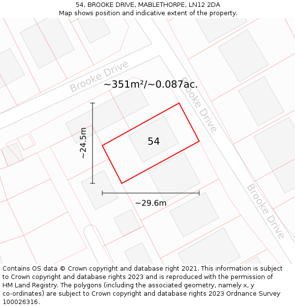 54, BROOKE DRIVE, MABLETHORPE, LN12 2DA: Plot and title map