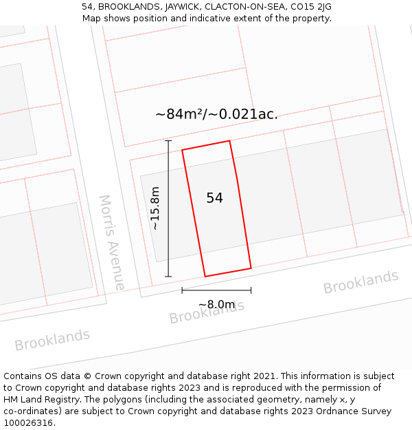 54, BROOKLANDS, JAYWICK, CLACTON-ON-SEA, CO15 2JG: Plot and title map