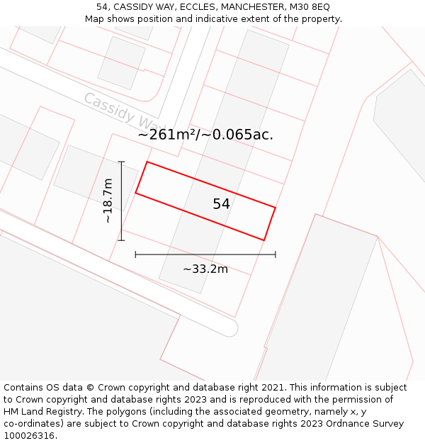 54, CASSIDY WAY, ECCLES, MANCHESTER, M30 8EQ: Plot and title map