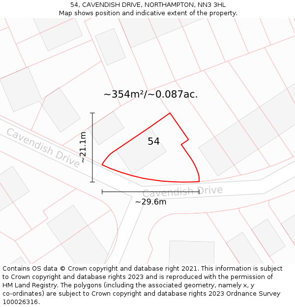 54, CAVENDISH DRIVE, NORTHAMPTON, NN3 3HL: Plot and title map