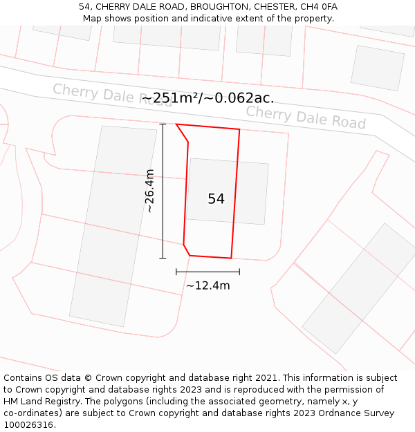 54, CHERRY DALE ROAD, BROUGHTON, CHESTER, CH4 0FA: Plot and title map