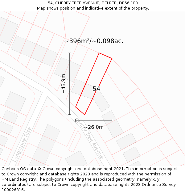 54, CHERRY TREE AVENUE, BELPER, DE56 1FR: Plot and title map