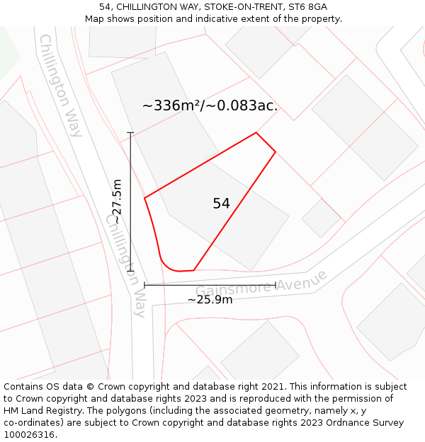 54, CHILLINGTON WAY, STOKE-ON-TRENT, ST6 8GA: Plot and title map