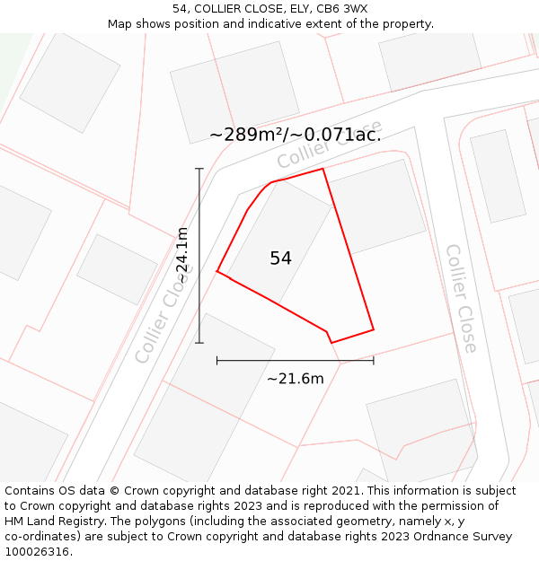 54, COLLIER CLOSE, ELY, CB6 3WX: Plot and title map