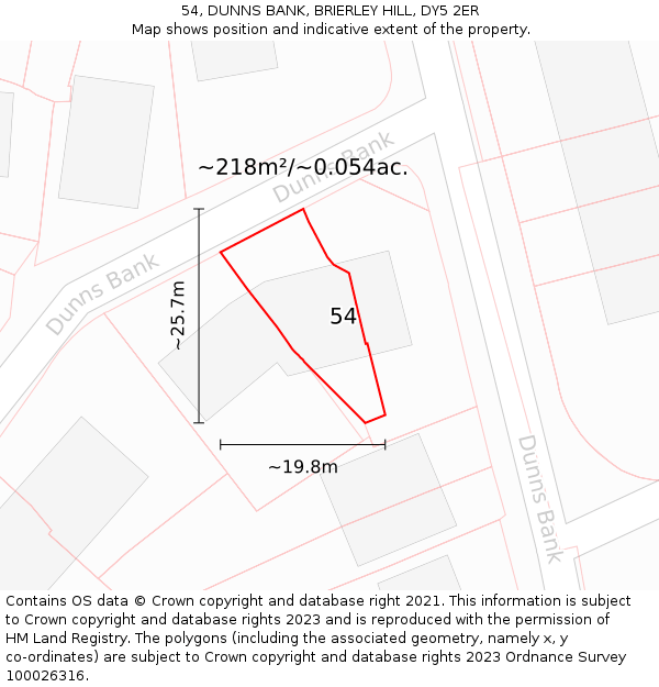 54, DUNNS BANK, BRIERLEY HILL, DY5 2ER: Plot and title map