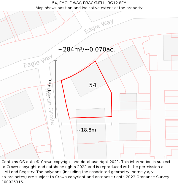 54, EAGLE WAY, BRACKNELL, RG12 8EA: Plot and title map