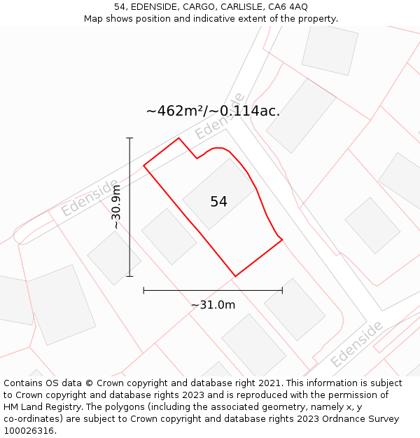 54, EDENSIDE, CARGO, CARLISLE, CA6 4AQ: Plot and title map