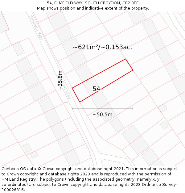 54, ELMFIELD WAY, SOUTH CROYDON, CR2 0EE: Plot and title map
