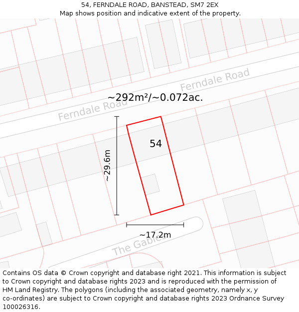 54, FERNDALE ROAD, BANSTEAD, SM7 2EX: Plot and title map