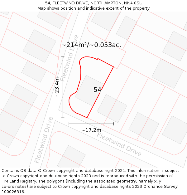 54, FLEETWIND DRIVE, NORTHAMPTON, NN4 0SU: Plot and title map