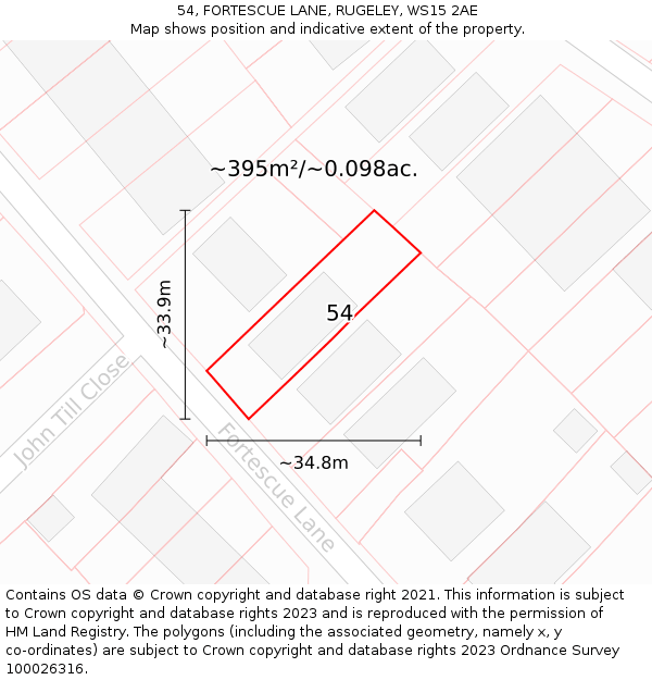 54, FORTESCUE LANE, RUGELEY, WS15 2AE: Plot and title map