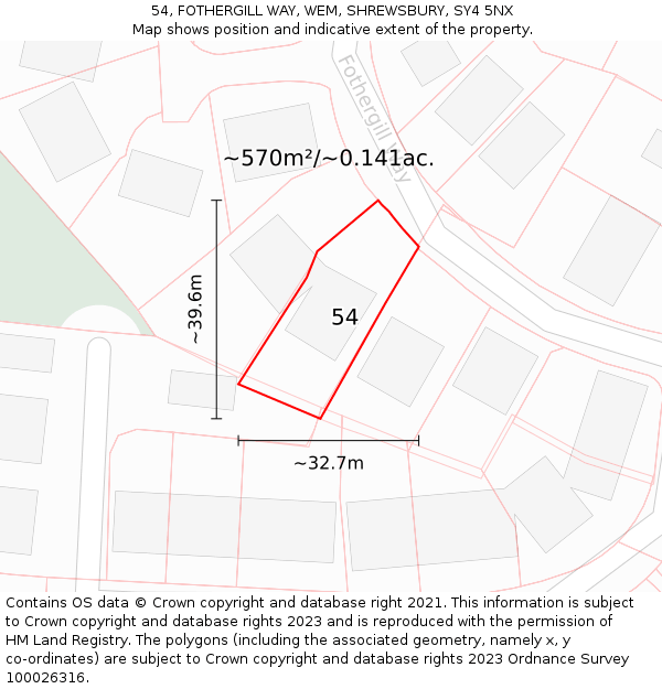54, FOTHERGILL WAY, WEM, SHREWSBURY, SY4 5NX: Plot and title map