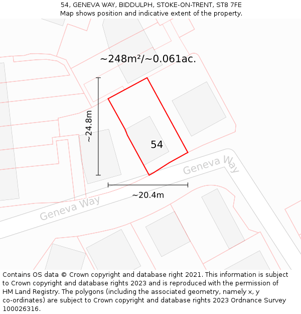 54, GENEVA WAY, BIDDULPH, STOKE-ON-TRENT, ST8 7FE: Plot and title map