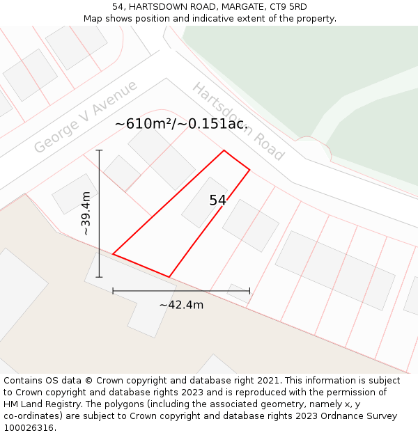 54, HARTSDOWN ROAD, MARGATE, CT9 5RD: Plot and title map