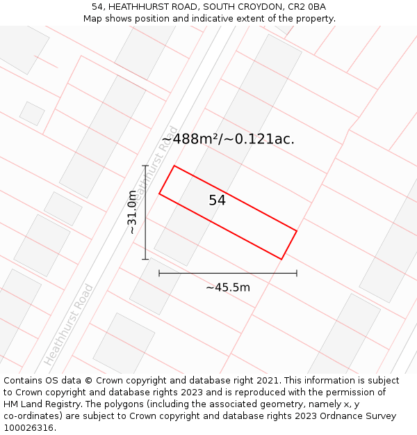 54, HEATHHURST ROAD, SOUTH CROYDON, CR2 0BA: Plot and title map