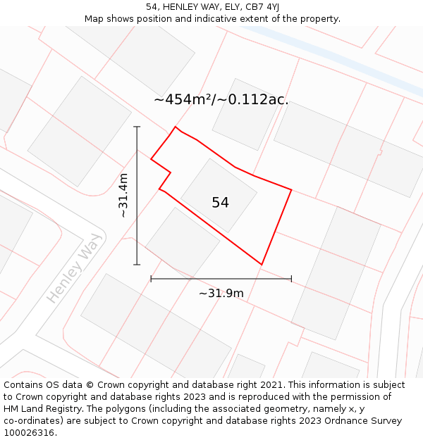 54, HENLEY WAY, ELY, CB7 4YJ: Plot and title map