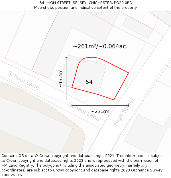 54, HIGH STREET, SELSEY, CHICHESTER, PO20 0RD: Plot and title map