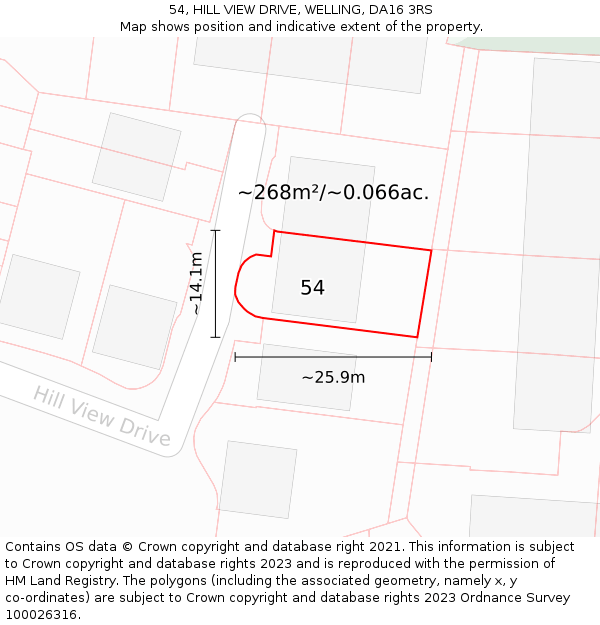 54, HILL VIEW DRIVE, WELLING, DA16 3RS: Plot and title map