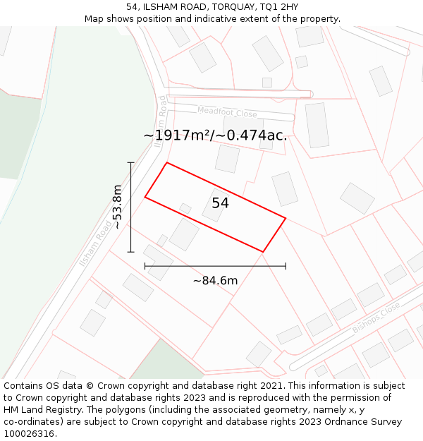 54, ILSHAM ROAD, TORQUAY, TQ1 2HY: Plot and title map