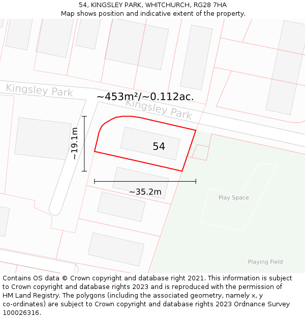 54, KINGSLEY PARK, WHITCHURCH, RG28 7HA: Plot and title map