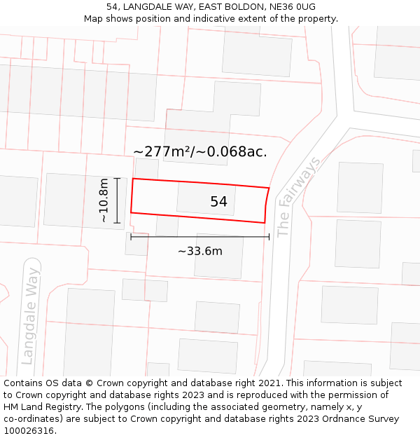 54, LANGDALE WAY, EAST BOLDON, NE36 0UG: Plot and title map