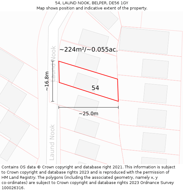 54, LAUND NOOK, BELPER, DE56 1GY: Plot and title map