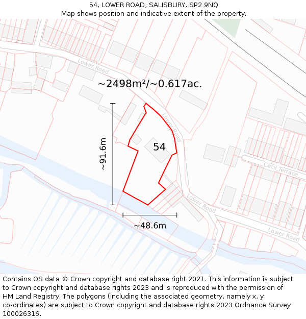 54, LOWER ROAD, SALISBURY, SP2 9NQ: Plot and title map