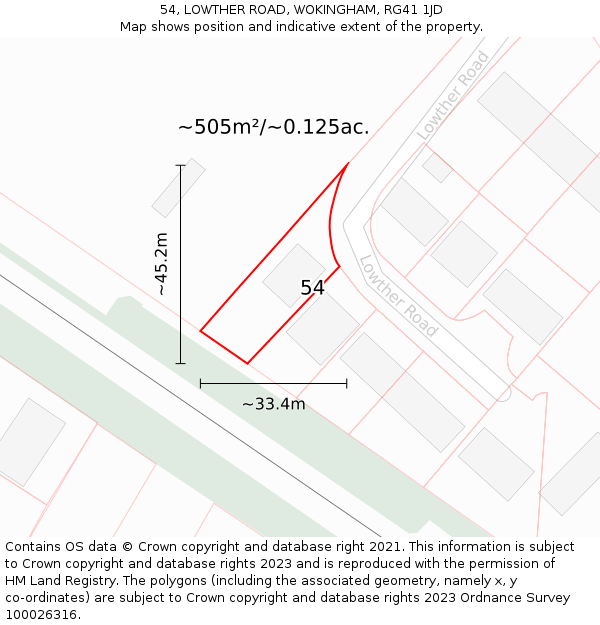 54, LOWTHER ROAD, WOKINGHAM, RG41 1JD: Plot and title map