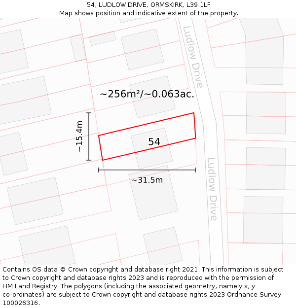 54, LUDLOW DRIVE, ORMSKIRK, L39 1LF: Plot and title map