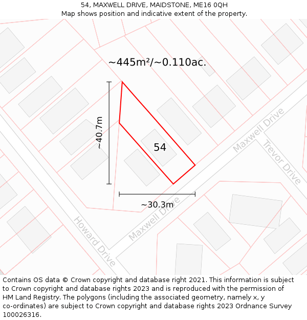 54, MAXWELL DRIVE, MAIDSTONE, ME16 0QH: Plot and title map