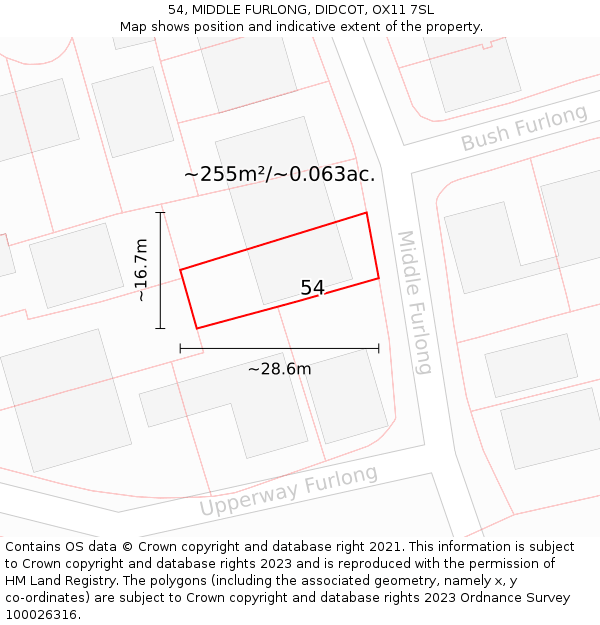 54, MIDDLE FURLONG, DIDCOT, OX11 7SL: Plot and title map