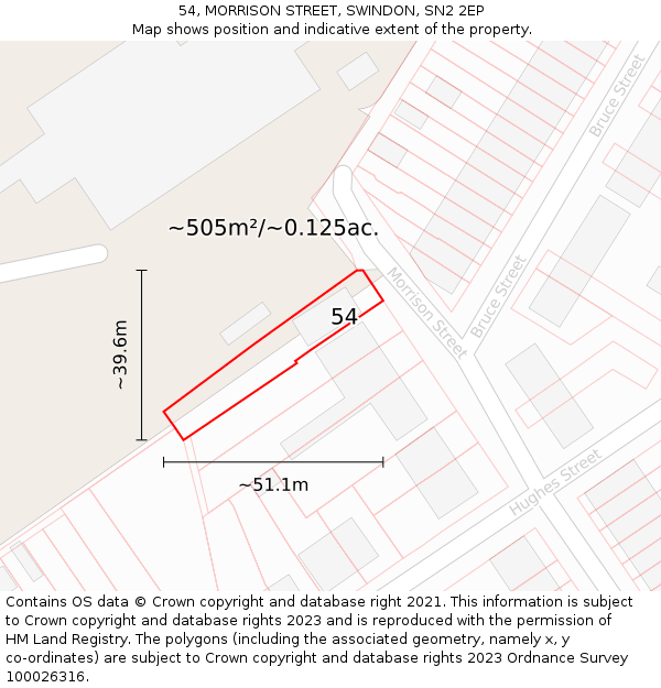 54, MORRISON STREET, SWINDON, SN2 2EP: Plot and title map