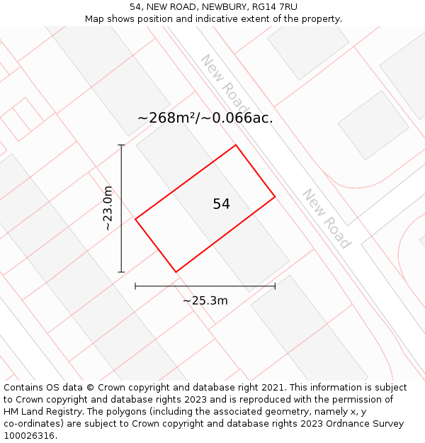 54, NEW ROAD, NEWBURY, RG14 7RU: Plot and title map